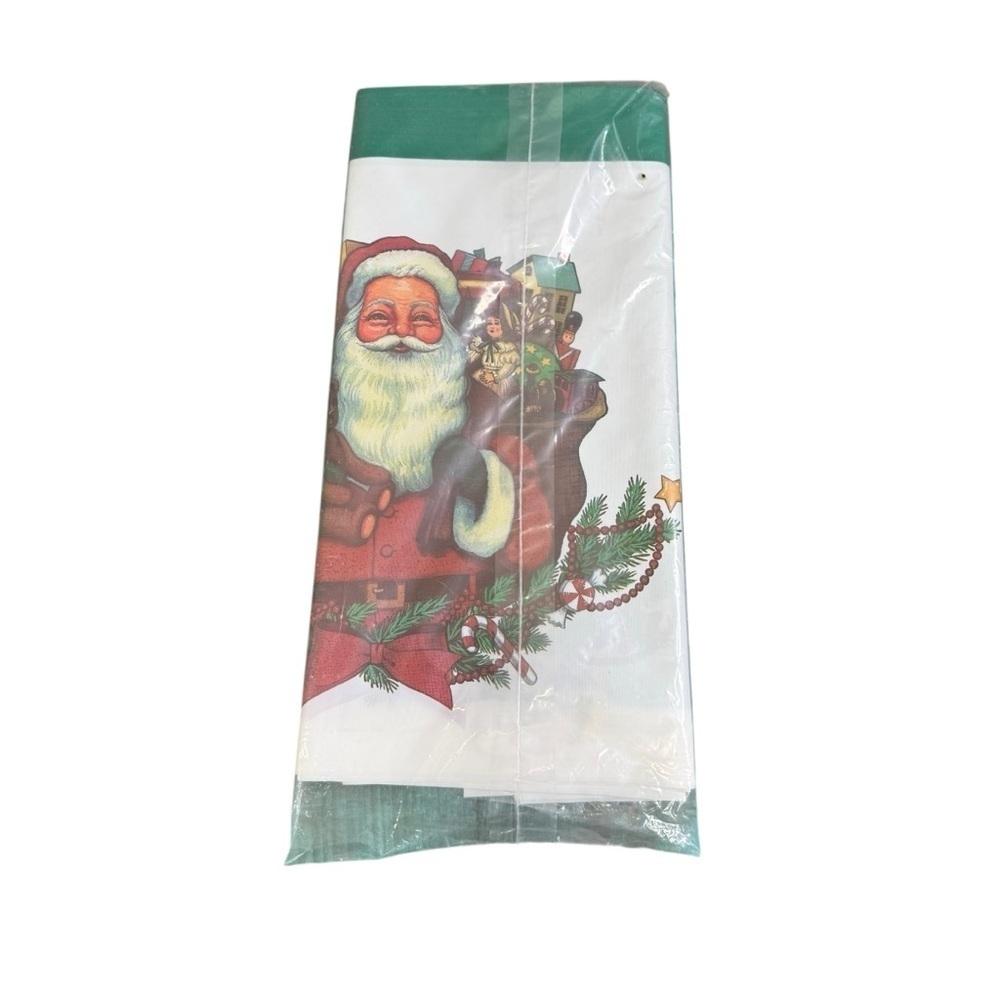 Vintage Plastic Santa Tablecloth 1.37m  x 2.4m Brand New in Package Made in USA